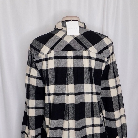 NWT!! THREAD & SUPPLY Baxter Plaid Shirt Black & Beige Buttondown Flannel Large - Picture 12 of 16